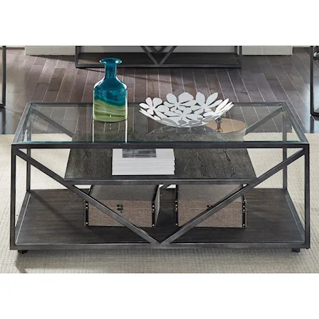 Rectangular Cocktail Table with Glass Top